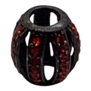 European Style‎ Spacer Bead With Red Rhinestones For Bracelets Unisex Black